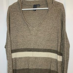 Quinn Tunic Hooded Sweater Beige Stripe Women’s Small